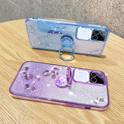Gradient Glitter Immortal Flower Ring All-inclusive Phone Case, For vivo S18 Pro, For vivo S18E, For vivo S18, For vivo Y100i, For vivo Y78+