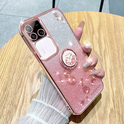 Gradient Glitter Immortal Flower Ring All-inclusive Phone Case, For vivo S18 Pro, For vivo S18E, For vivo S18, For vivo Y100i, For vivo Y78+