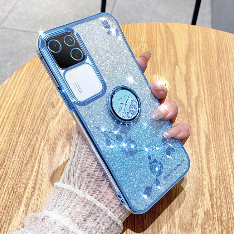 Gradient Glitter Immortal Flower Ring All-inclusive Phone Case, For vivo S18 Pro, For vivo S18E, For vivo S18, For vivo Y100i, For vivo Y78+