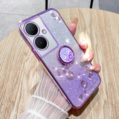 Gradient Glitter Immortal Flower Ring All-inclusive Phone Case, For vivo S18 Pro, For vivo S18E, For vivo S18, For vivo Y100i, For vivo Y78+