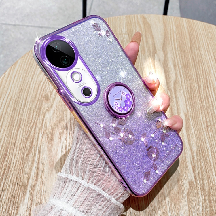 Gradient Glitter Immortal Flower Ring All-inclusive Phone Case, For vivo Y300 Pro, For vivo S19 Pro, For vivo S19, For vivo Y28 4G, For vivo X100 Ultra, For vivo Y03 4G Global, For vivo iQOO Neo9 Pro, For vivo iQOO Neo9