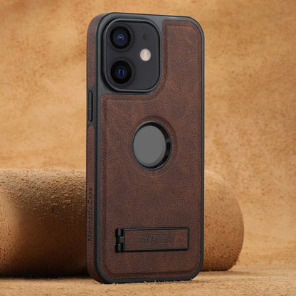 Suteni G2 Magsafe Litchi Texture Leather Back Phone Case with Holder, For iPhone 14, For iPhone 14 Pro, For iPhone 14 Pro Max, For iPhone 13 Pro Max, For iPhone 13 Pro, For iPhone 13, For iPhone 12, For iPhone 12 Pro Max