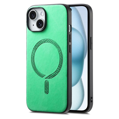 Solid Color Retro Magsafe PU Back Cover Phone Case, For iPhone 15 Pro Max, For iPhone 15 Pro, For iPhone 15 Plus