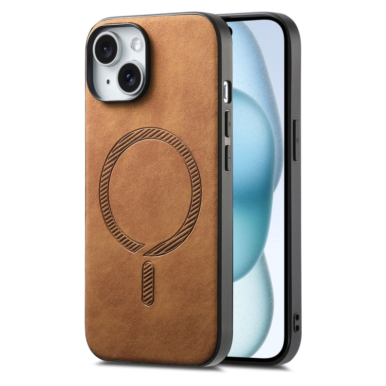 Solid Color Retro Magsafe PU Back Cover Phone Case, For iPhone 15 Pro Max, For iPhone 15 Pro, For iPhone 15 Plus