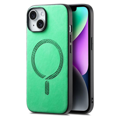 Solid Color Retro Magsafe PU Back Cover Phone Case, For iPhone 15, For iPhone 14 Plus, For iPhone 14
