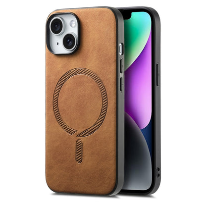 Solid Color Retro Magsafe PU Back Cover Phone Case, For iPhone 15, For iPhone 14 Plus, For iPhone 14