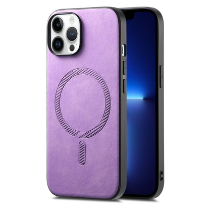 Solid Color Retro Magsafe PU Back Cover Phone Case, For iPhone 13 Pro Max, For iPhone 13 Pro, For iPhone 13