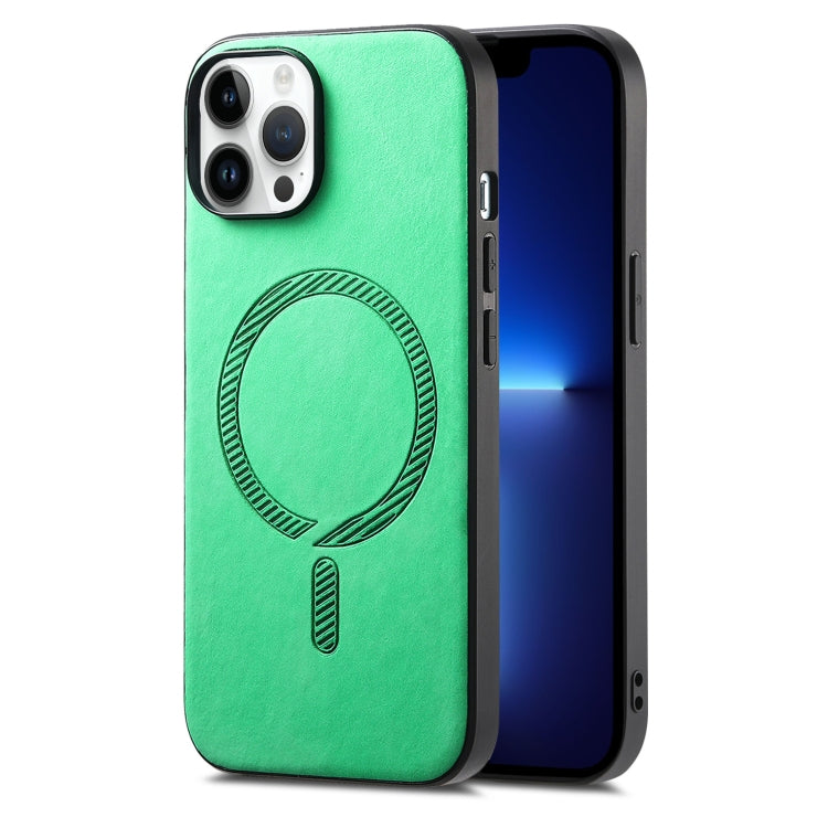 Solid Color Retro Magsafe PU Back Cover Phone Case, For iPhone 13 Pro Max, For iPhone 13 Pro, For iPhone 13