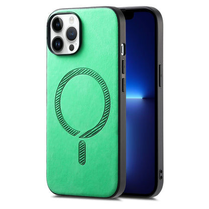 Solid Color Retro Magsafe PU Back Cover Phone Case, For iPhone 13 Pro Max, For iPhone 13 Pro, For iPhone 13