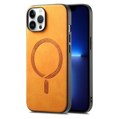 Solid Color Retro Magsafe PU Back Cover Phone Case, For iPhone 13 Pro Max, For iPhone 13 Pro, For iPhone 13