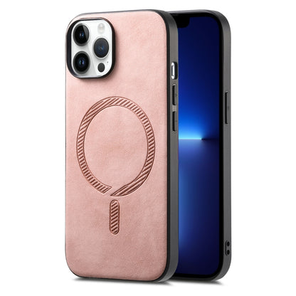 Solid Color Retro Magsafe PU Back Cover Phone Case, For iPhone 13 Pro Max, For iPhone 13 Pro, For iPhone 13