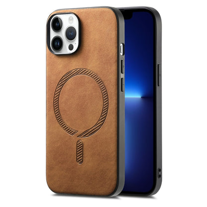 Solid Color Retro Magsafe PU Back Cover Phone Case, For iPhone 13 Pro Max, For iPhone 13 Pro, For iPhone 13