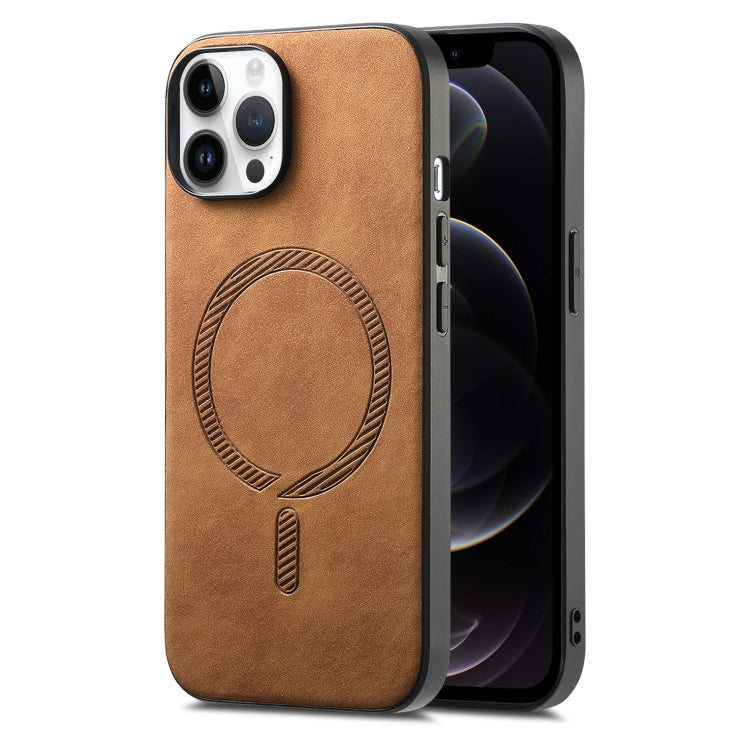 Solid Color Retro Magsafe PU Back Cover Phone Case, For iPhone 12, For iPhone 12 Pro Max, For iPhone 12 Pro