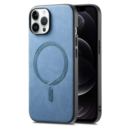 Solid Color Retro Magsafe PU Back Cover Phone Case, For iPhone 12, For iPhone 12 Pro Max, For iPhone 12 Pro