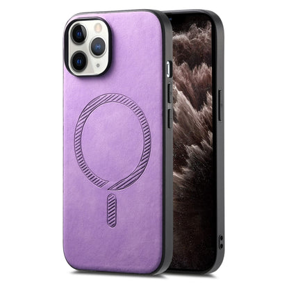 Solid Color Retro Magsafe PU Back Cover Phone Case, For iPhone 11 Pro Max, For iPhone 11, For iPhone 11 Pro