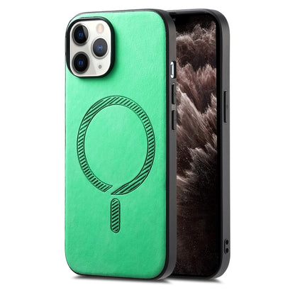 Solid Color Retro Magsafe PU Back Cover Phone Case, For iPhone 11 Pro Max, For iPhone 11, For iPhone 11 Pro