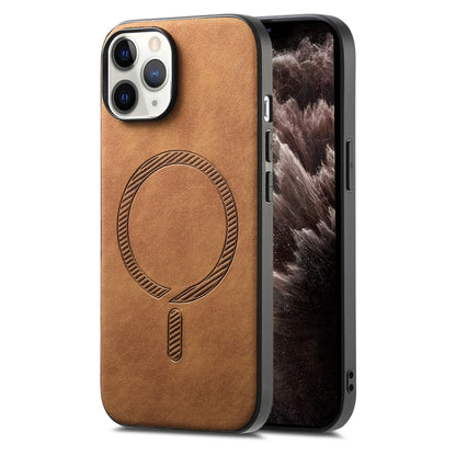 Solid Color Retro Magsafe PU Back Cover Phone Case, For iPhone 11 Pro Max, For iPhone 11, For iPhone 11 Pro