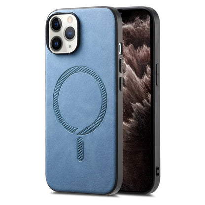 Solid Color Retro Magsafe PU Back Cover Phone Case, For iPhone 11 Pro Max, For iPhone 11, For iPhone 11 Pro