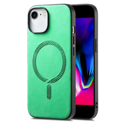 Solid Color Retro Magsafe PU Back Cover Phone Case