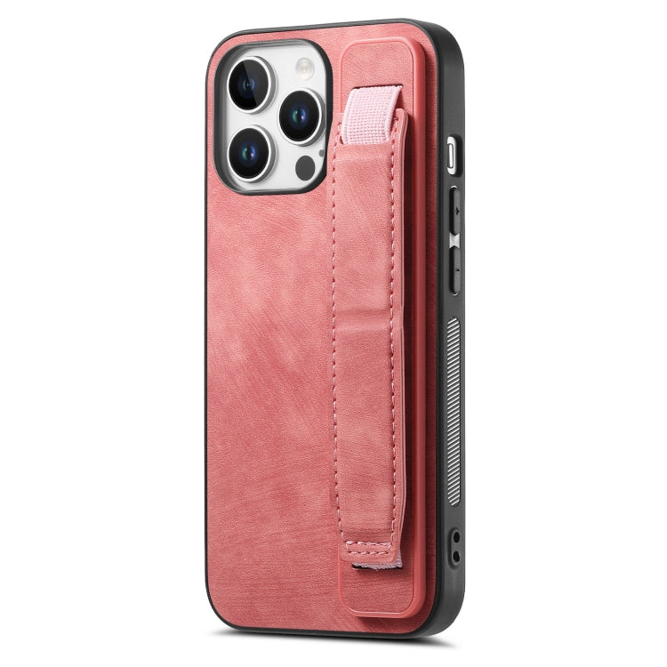 Retro Wristband Holder Leather Back Phone Case, For iPhone 17e / 16e, For iPhone 16 Pro Max, For iPhone 16 Pro, For iPhone 16 Plus