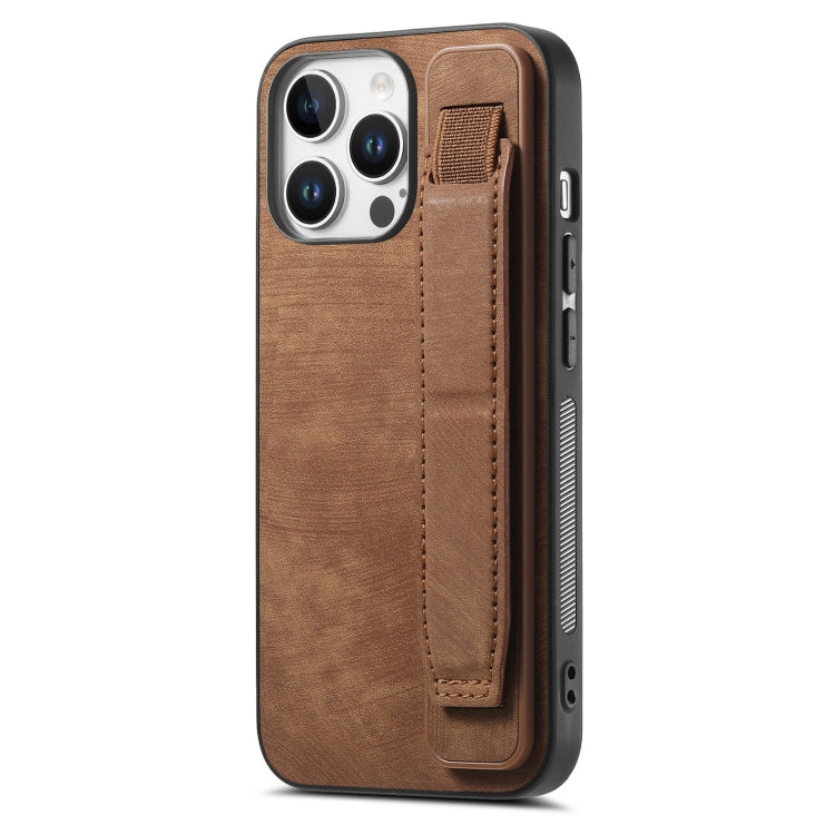Retro Wristband Holder Leather Back Phone Case, For iPhone 17e / 16e, For iPhone 16 Pro Max, For iPhone 16 Pro, For iPhone 16 Plus