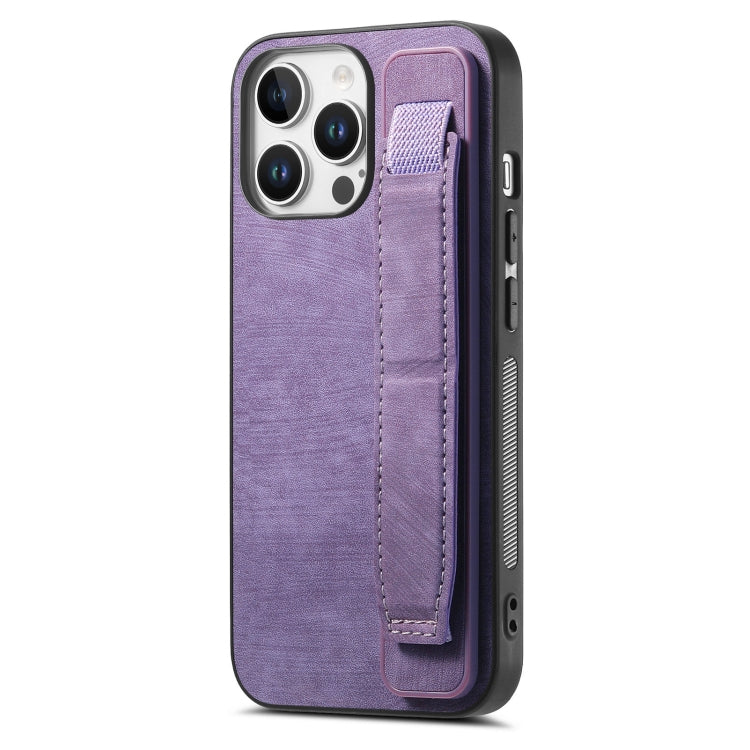 Retro Wristband Holder Leather Back Phone Case, For iPhone 17e / 16e, For iPhone 16 Pro Max, For iPhone 16 Pro, For iPhone 16 Plus