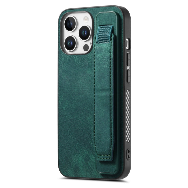 Retro Wristband Holder Leather Back Phone Case, For iPhone 17e / 16e, For iPhone 16 Pro Max, For iPhone 16 Pro, For iPhone 16 Plus