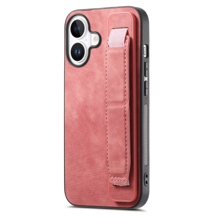 Retro Wristband Holder Leather Back Phone Case, For iPhone 17e / 16e, For iPhone 16 Pro Max, For iPhone 16 Pro, For iPhone 16 Plus
