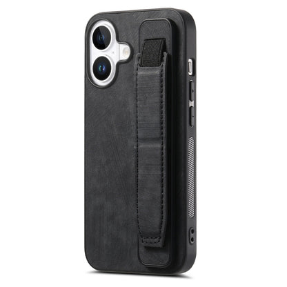 Retro Wristband Holder Leather Back Phone Case, For iPhone 17e / 16e, For iPhone 16 Pro Max, For iPhone 16 Pro, For iPhone 16 Plus