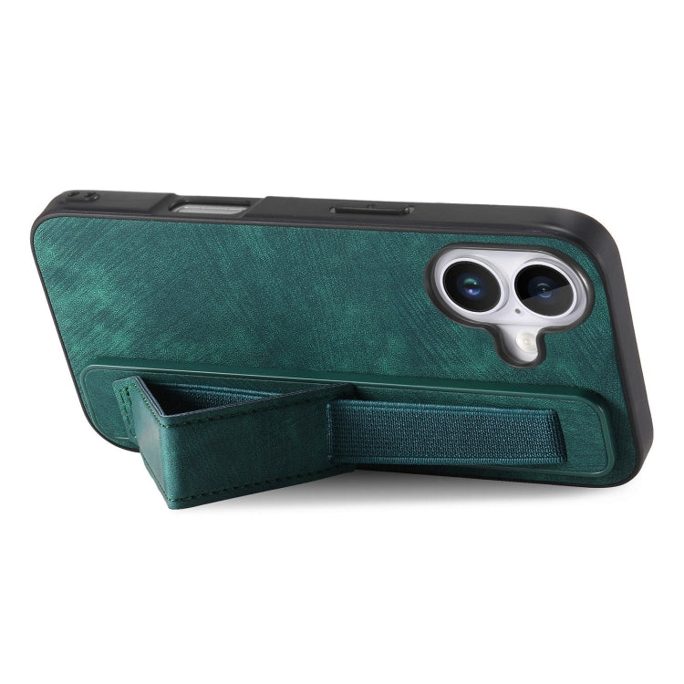 Retro Wristband Holder Leather Back Phone Case, For iPhone 16