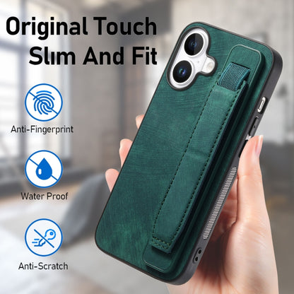 Retro Wristband Holder Leather Back Phone Case, For iPhone 16