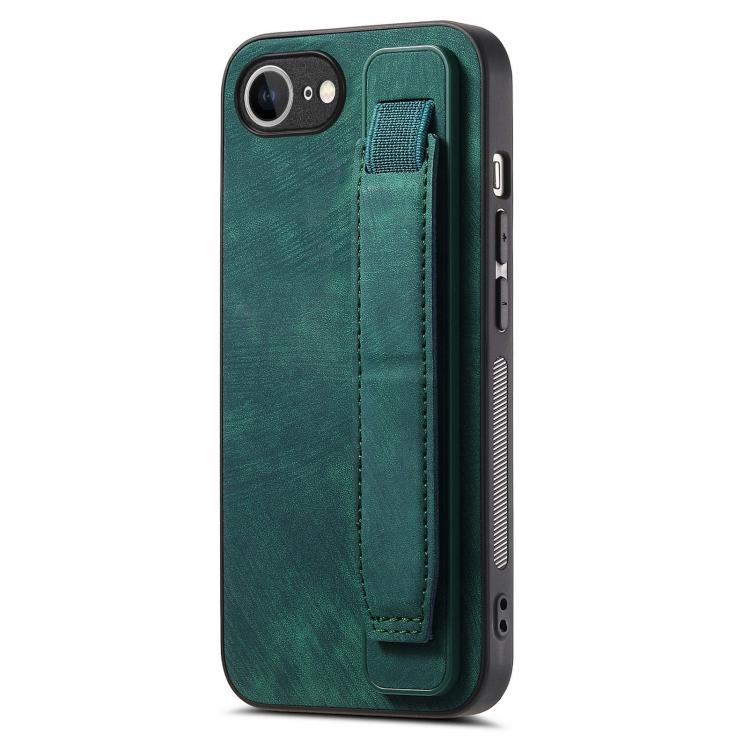 Retro Wristband Holder Leather Back Phone Case, For iPhone 17e / 16e, For iPhone 16 Pro Max, For iPhone 16 Pro, For iPhone 16 Plus