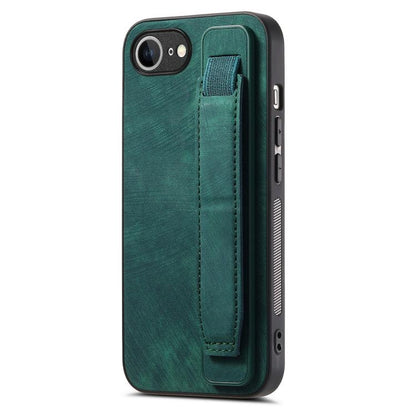 Retro Wristband Holder Leather Back Phone Case, For iPhone 17e / 16e, For iPhone 16 Pro Max, For iPhone 16 Pro, For iPhone 16 Plus