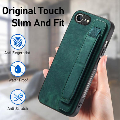 Retro Wristband Holder Leather Back Phone Case, For iPhone 17e / 16e, For iPhone 16 Pro Max, For iPhone 16 Pro, For iPhone 16 Plus
