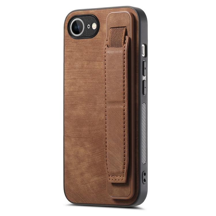 Retro Wristband Holder Leather Back Phone Case, For iPhone 17e / 16e, For iPhone 16 Pro Max, For iPhone 16 Pro, For iPhone 16 Plus