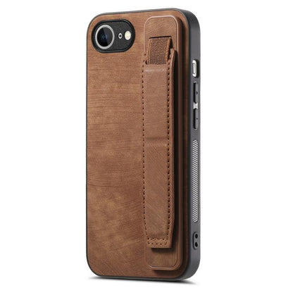 Retro Wristband Holder Leather Back Phone Case, For iPhone 17e / 16e, For iPhone 16 Pro Max, For iPhone 16 Pro, For iPhone 16 Plus
