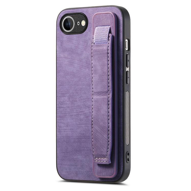 Retro Wristband Holder Leather Back Phone Case, For iPhone 17e / 16e, For iPhone 16 Pro Max, For iPhone 16 Pro, For iPhone 16 Plus