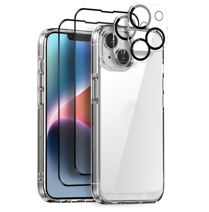 NORTHJO 5 in 1 Clear Phone Case with 2pcs Screen Film + 2pcs Rear Lens Film, For iPhone 15 Pro Max, For iPhone 15 Pro, For iPhone 15 Plus, For iPhone 15, For iPhone 14 Plus, For iPhone 14, For iPhone 14 Pro, For iPhone 14 Pro Max, For iPhone 13 Pro Max...