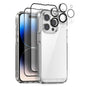 NORTHJO 5 in 1 Clear Phone Case with 2pcs Screen Film + 2pcs Rear Lens Film, For iPhone 15 Pro Max, For iPhone 15 Pro, For iPhone 15 Plus, For iPhone 15, For iPhone 14 Plus, For iPhone 14, For iPhone 14 Pro, For iPhone 14 Pro Max, For iPhone 13 Pro Max...
