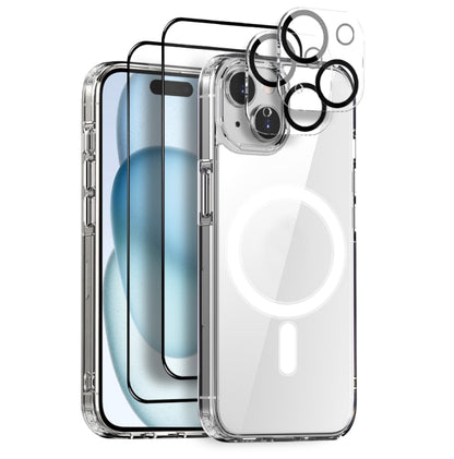 NORTHJO 5 in 1 Magsafe Clear Phone Case with 2pcs Screen Film + 2pcs Rear Lens Film, For iPhone 15 Pro Max, For iPhone 15 Pro, For iPhone 15 Plus, For iPhone 15, For iPhone 14 Plus, For iPhone 14, For iPhone 14 Pro, For iPhone 14 Pro Max���������������...