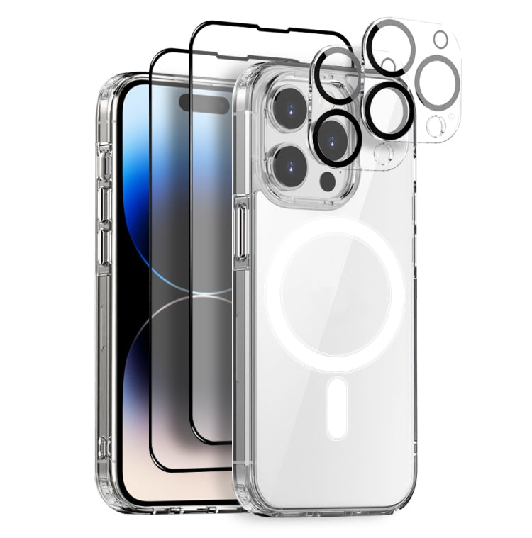 NORTHJO 5 in 1 Magsafe Clear Phone Case with 2pcs Screen Film + 2pcs Rear Lens Film, For iPhone 15 Pro Max, For iPhone 15 Pro, For iPhone 15 Plus, For iPhone 15, For iPhone 14 Plus, For iPhone 14, For iPhone 14 Pro, For iPhone 14 Pro Max���������������...