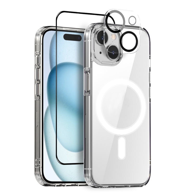 NORTHJO 3 in 1 Magsafe Clear Phone Case with Screen Film + Rear Lens Film, For iPhone 15 Pro Max, For iPhone 15 Pro, For iPhone 15 Plus, For iPhone 15, For iPhone 14 Plus, For iPhone 14, For iPhone 14 Pro, For iPhone 14 Pro Max, For iPhone 13 Pro Max��...