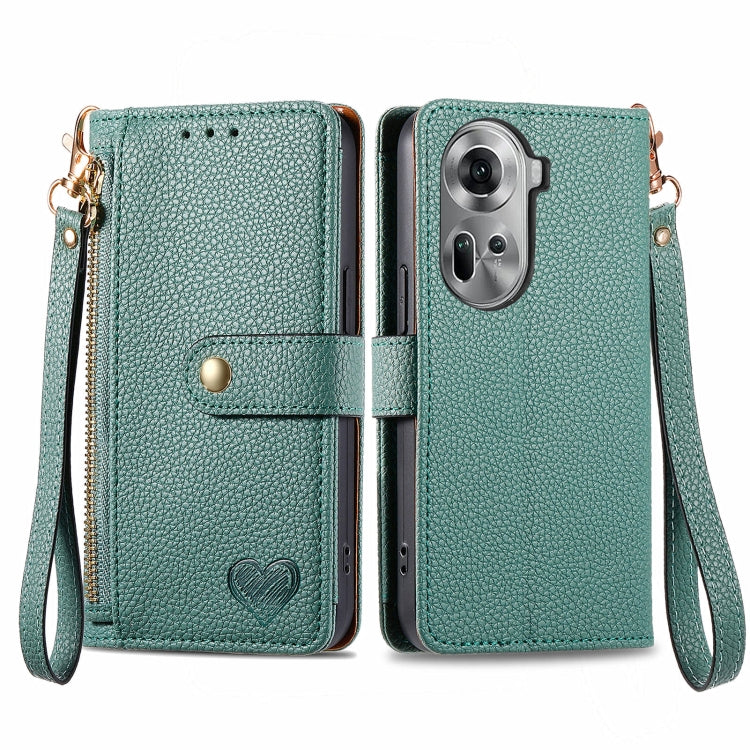 Love Zipper Lanyard Leather Phone Case