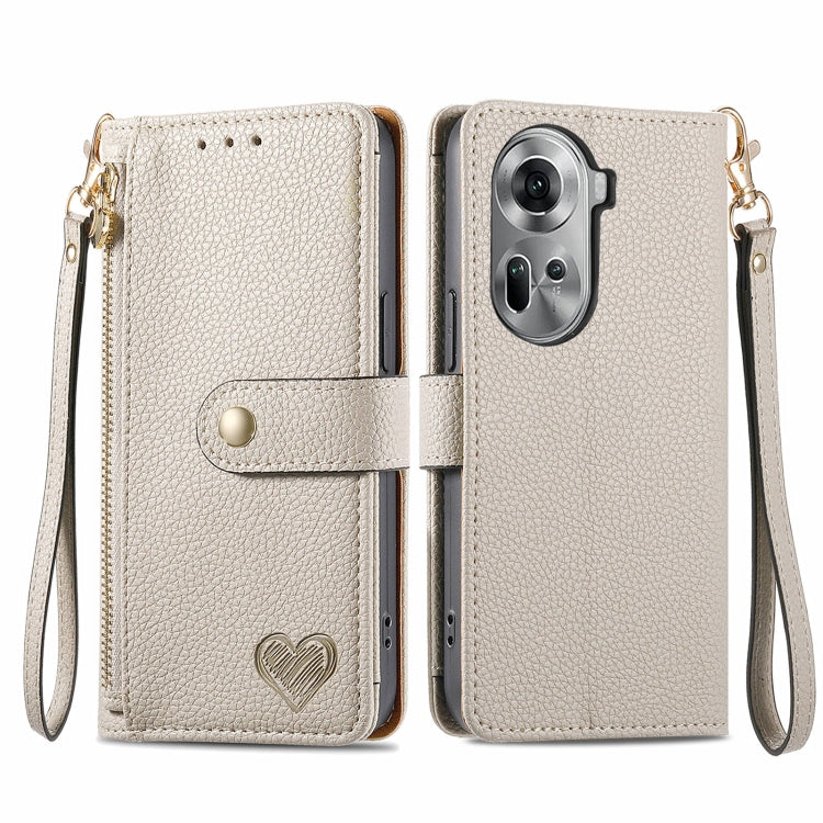 Love Zipper Lanyard Leather Phone Case