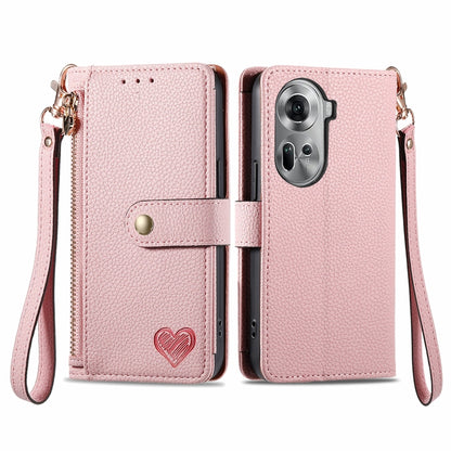 Love Zipper Lanyard Leather Phone Case