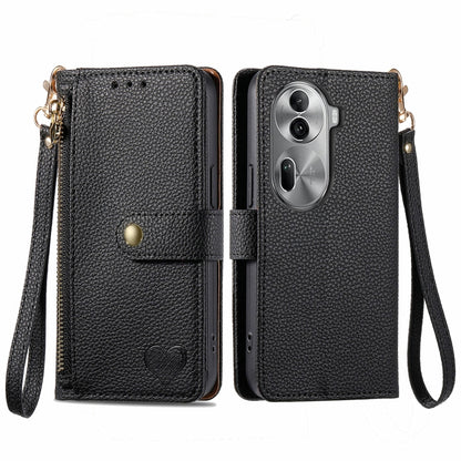 Love Zipper Lanyard Leather Phone Case