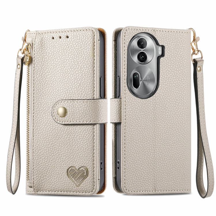 Love Zipper Lanyard Leather Phone Case