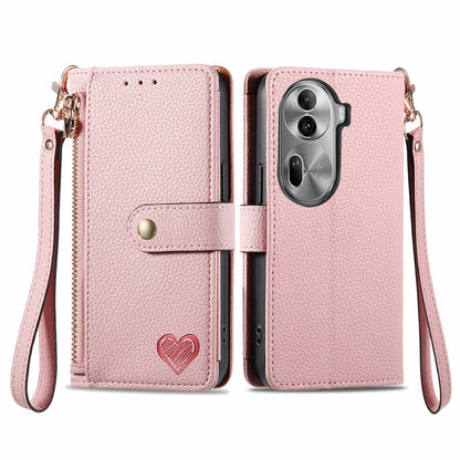 Love Zipper Lanyard Leather Phone Case