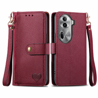 Love Zipper Lanyard Leather Phone Case