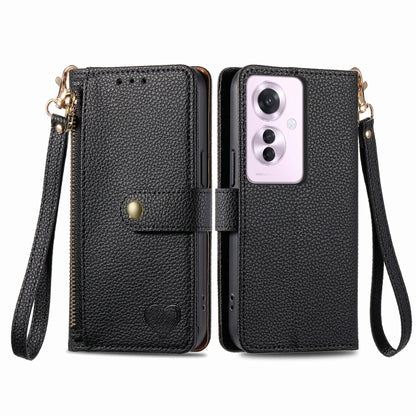 Love Zipper Lanyard Leather Phone Case